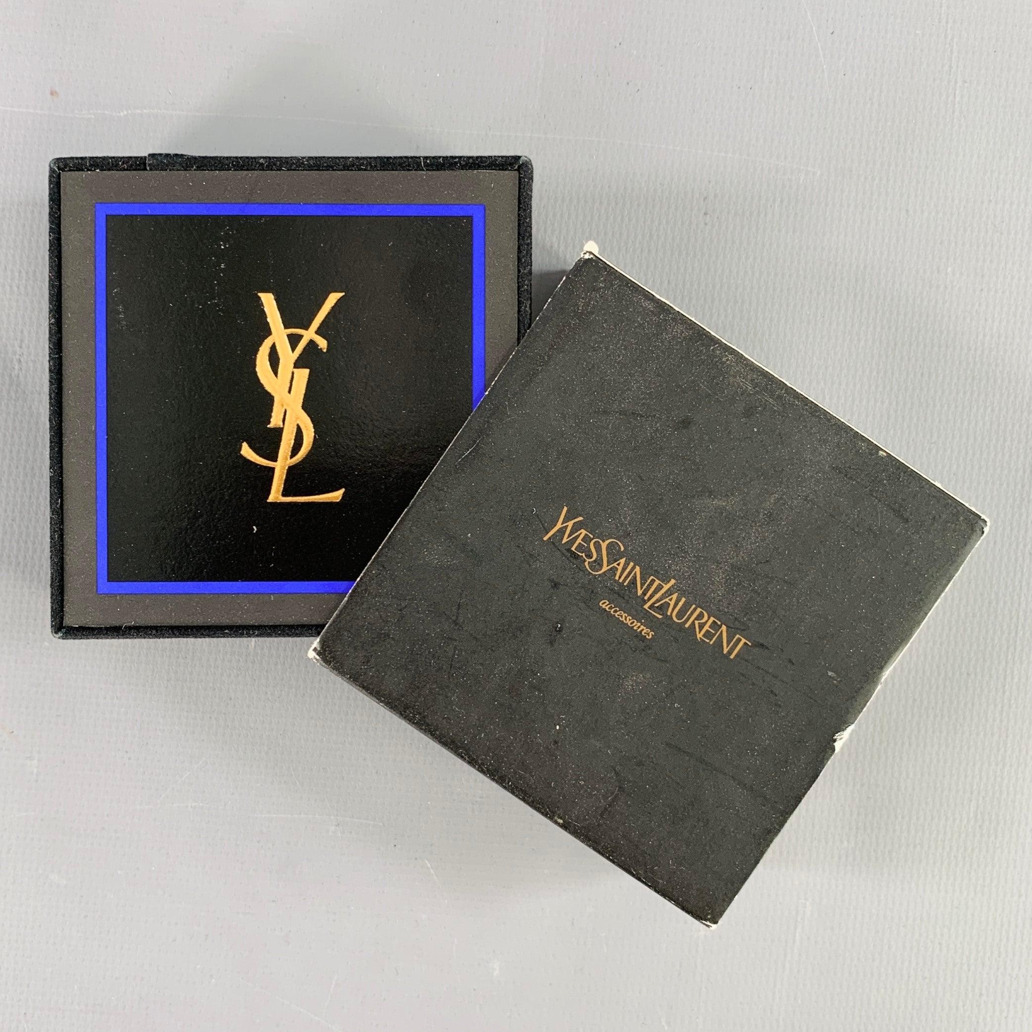YVES SAINT LAURENT Gold Blue Circle Tie Clip In Excellent Condition In San Francisco, CA