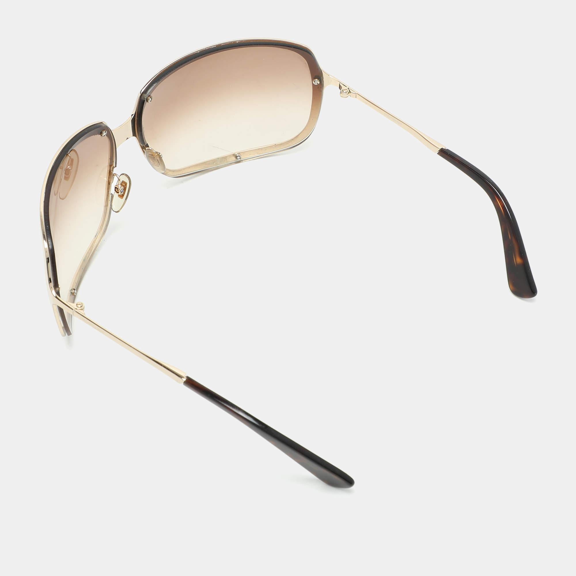 Beige Yves Saint Laurent Gold/Brown 6145/S Oversized Sunglasses