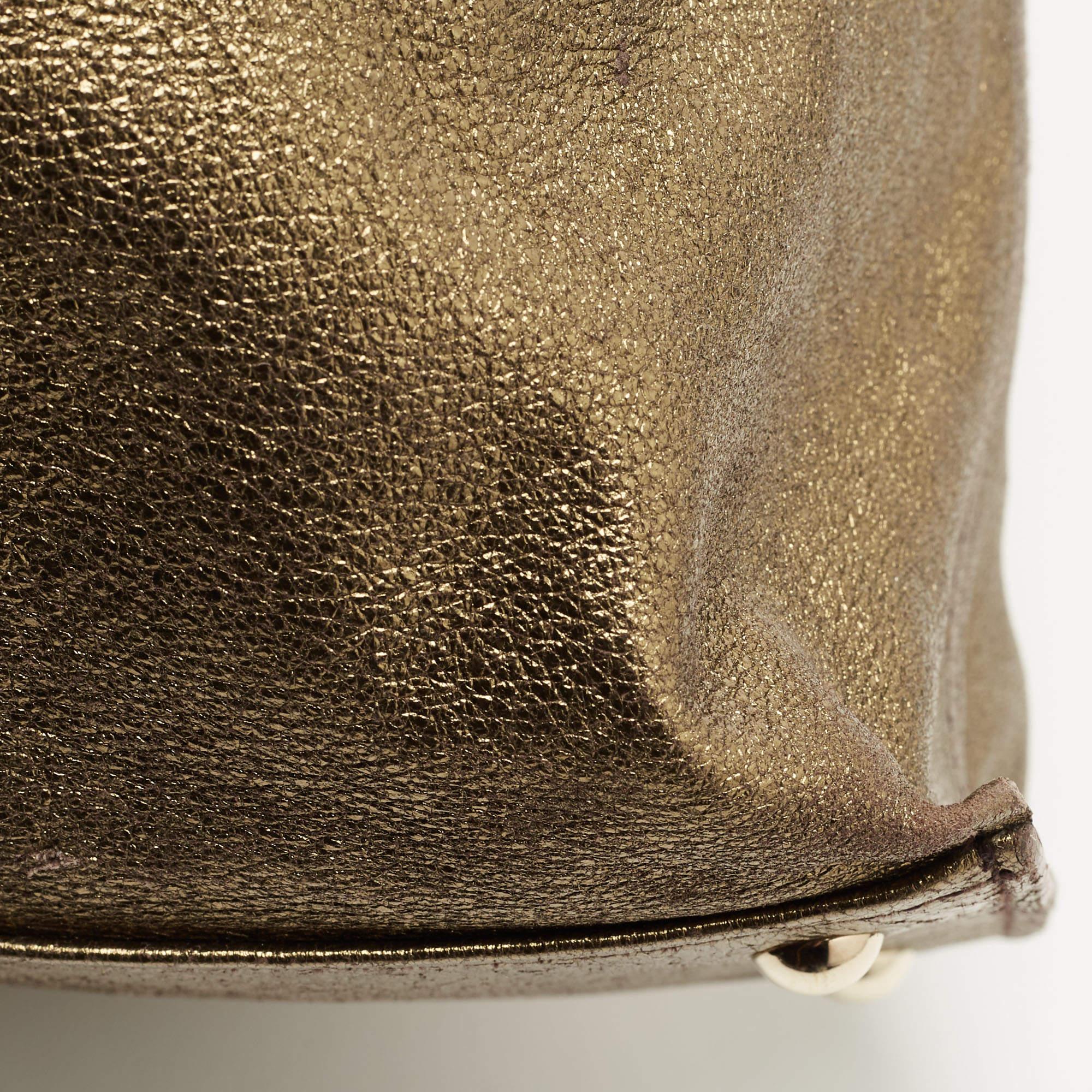 Yves Saint Laurent Gold/Brown Leather Reversible Double Sac Y Tote 9