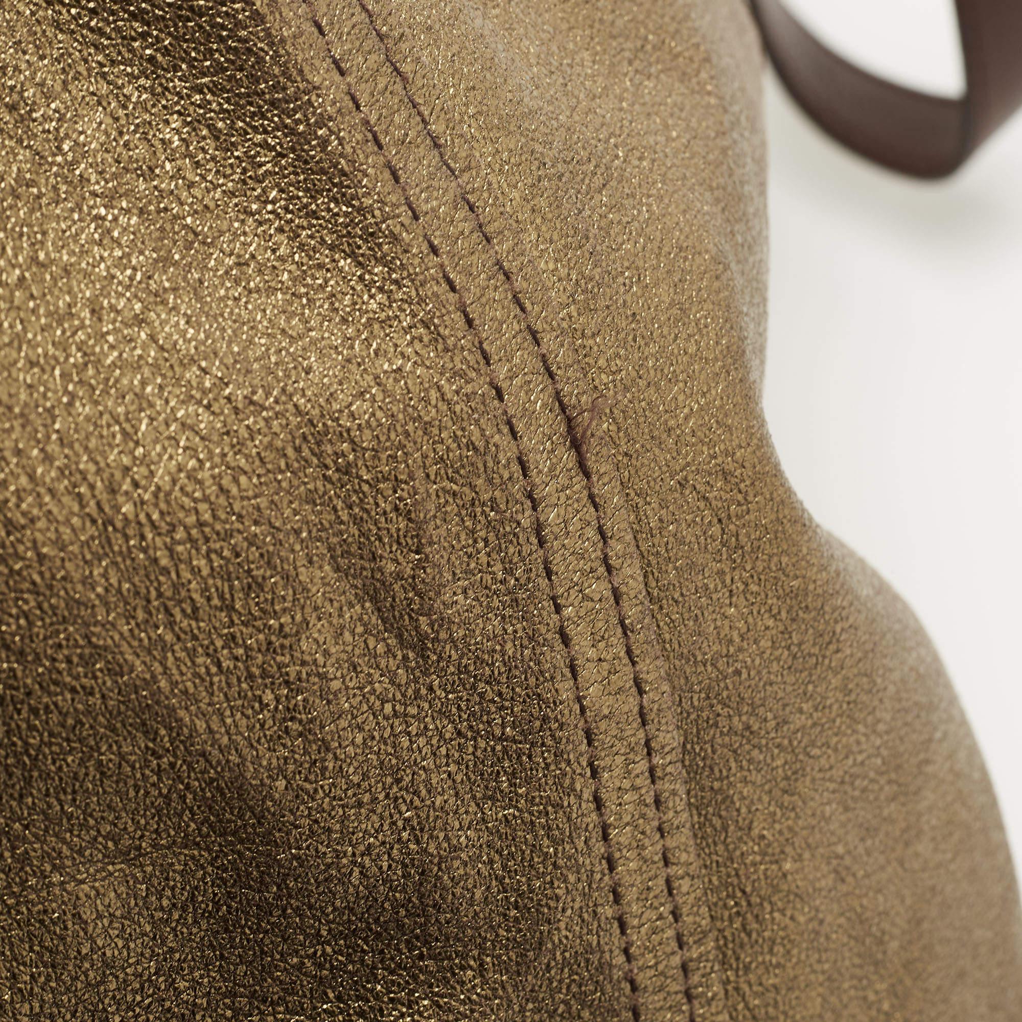 Yves Saint Laurent Gold/Brown Leather Reversible Double Sac Y Tote 5