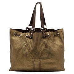 Yves Saint Laurent Wendbare Sac Y Tragetasche aus goldenem/braunem Leder