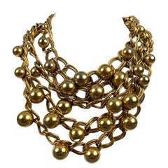 YVES SAINT LAURENT Gold Chain Link Metal Necklace