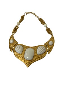 Yves Saint Laurent Gold & Cream Bib Necklace