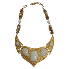 Yves Saint Laurent Gold & Cream Bib Necklace