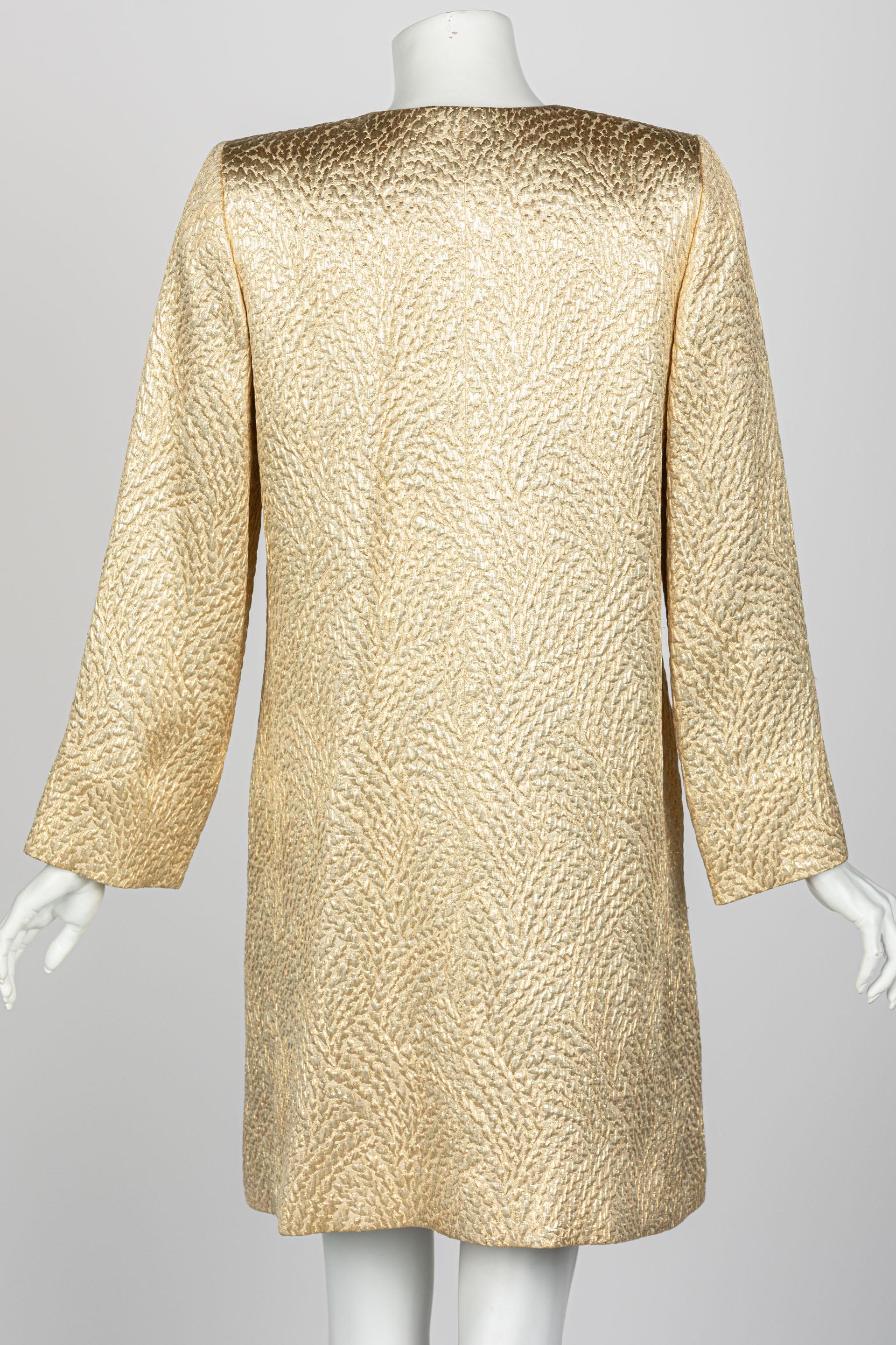 Yves Saint Laurent Gold Evening Coat w/ Jeweled Buttons YSL, 1990s For Sale 1
