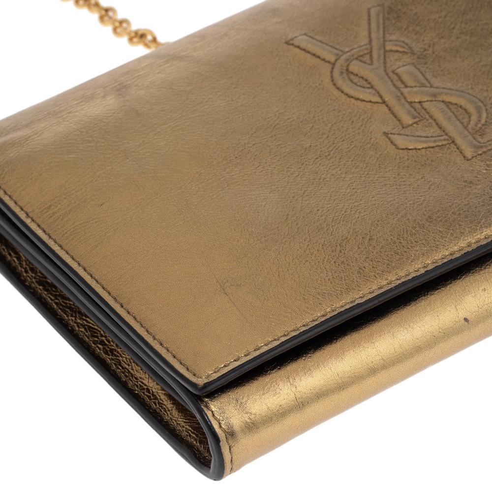 Yves Saint Laurent Gold Leather Kate Monogram Clutch 3