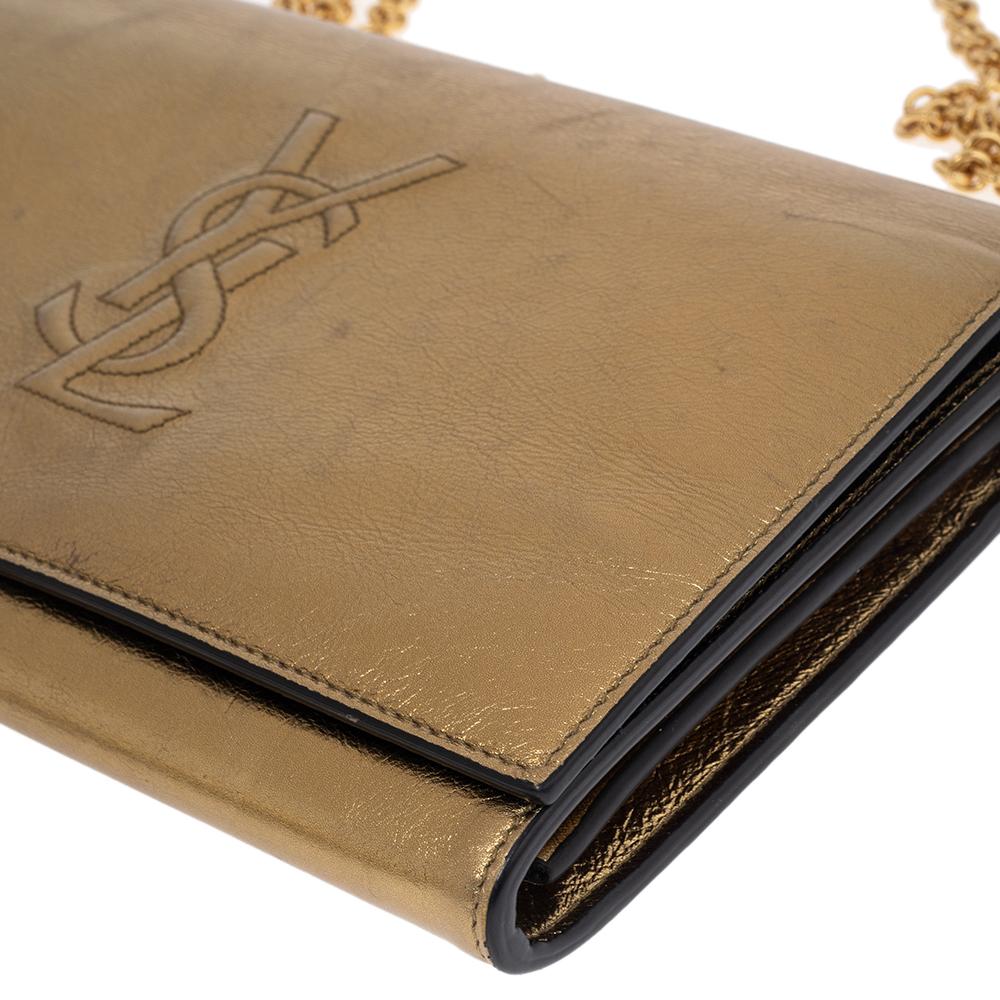 Yves Saint Laurent Gold Leather Kate Monogram Clutch 4