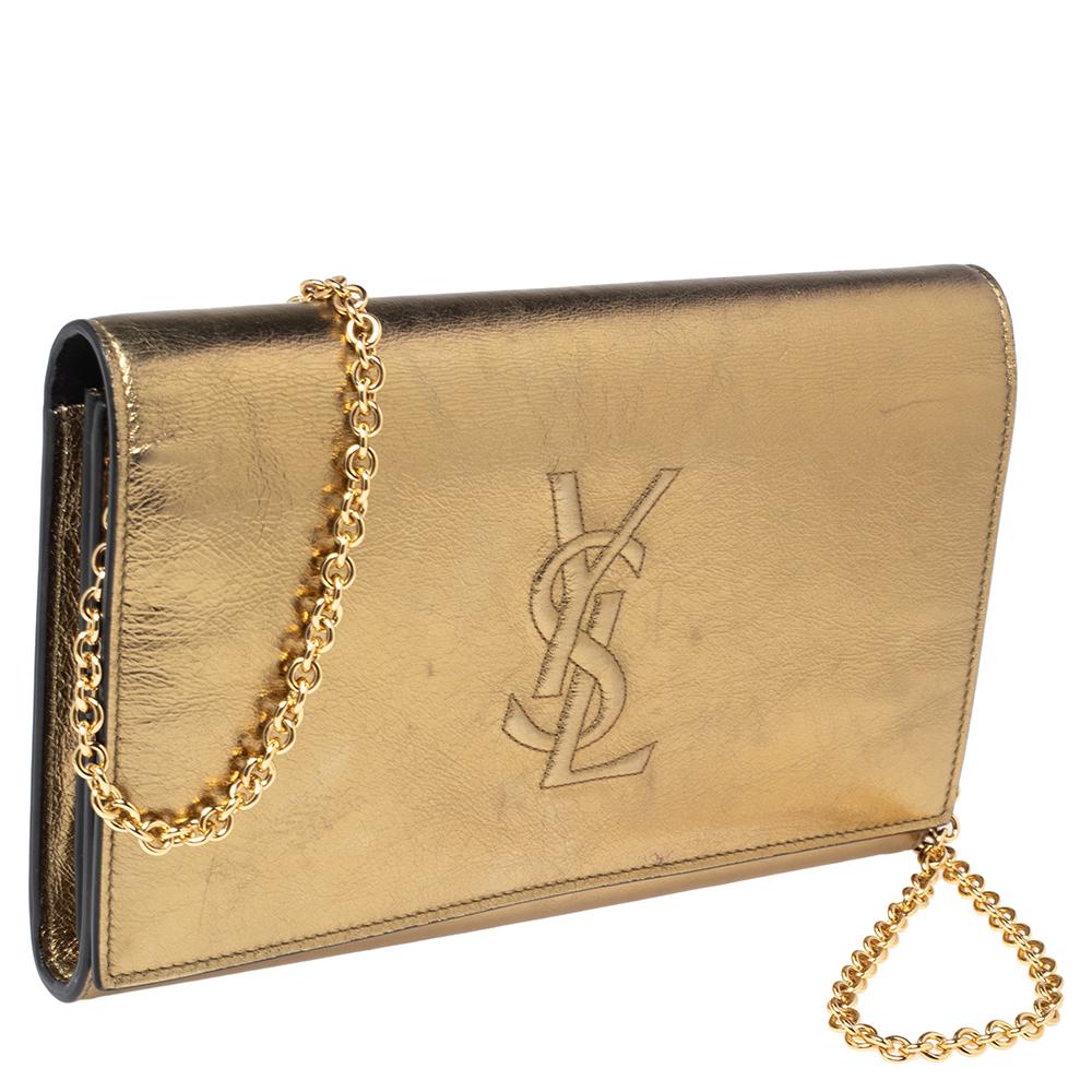 gold ysl clutch