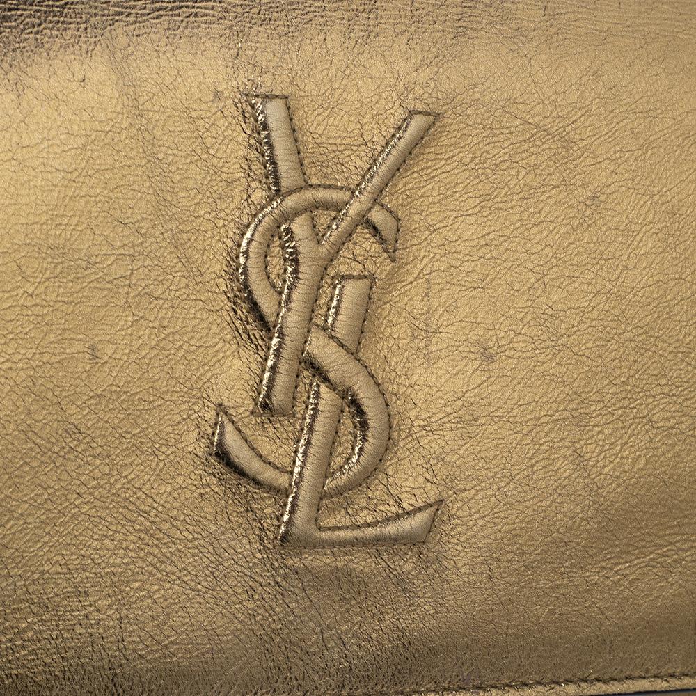 Yves Saint Laurent Gold Leather Kate Monogram Clutch In Good Condition In Dubai, Al Qouz 2