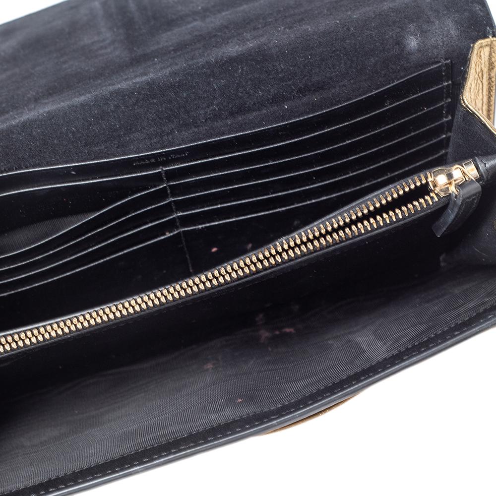 Women's Yves Saint Laurent Gold Leather Kate Monogram Clutch