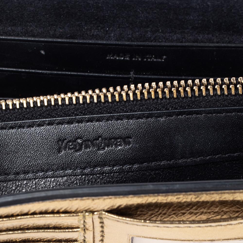 Yves Saint Laurent Gold Leather Kate Monogram Clutch 1