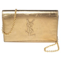 Yves Saint Laurent Gold Leather Kate Monogram Clutch