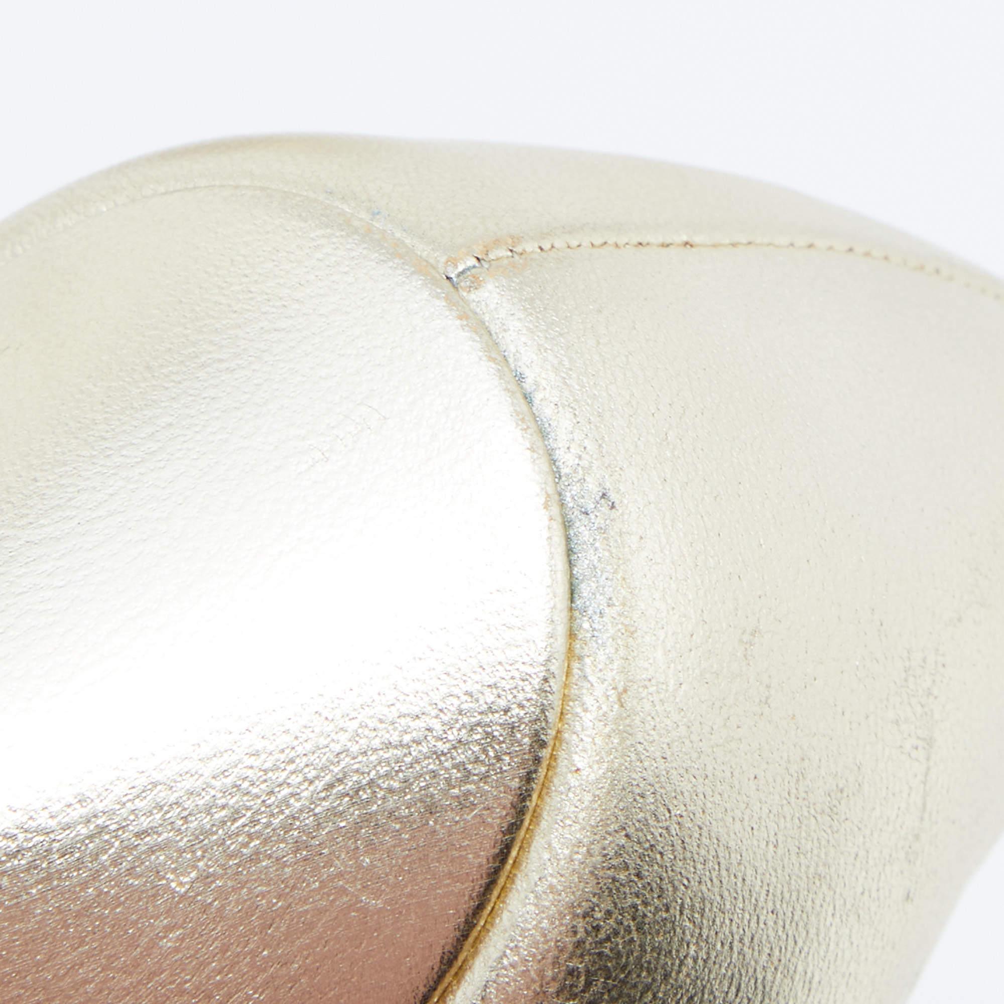 Yves Saint Laurent Gold Leather Tribtoo Platform Pumps Size 38.5 For Sale 3