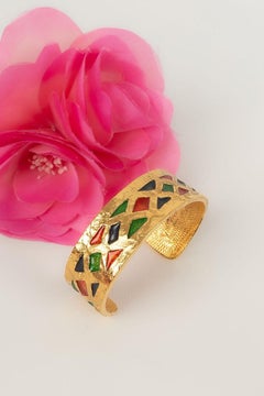 Yves Saint Laurent Gold Metal and Enamel Bracelet