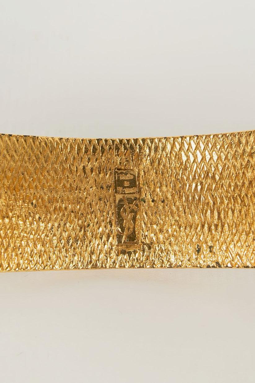 Yves Saint Laurent Bracelet en métal doré et émail en vente 3