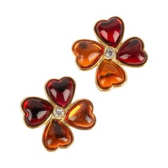 Yves Saint Laurent Gold Metal and Resin Earrings