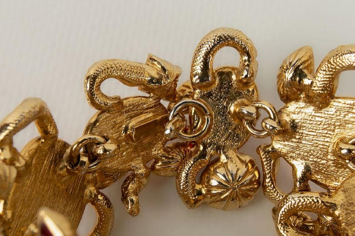 Yves Saint Laurent Gold Metal and Rhinestone Bracelet For Sale 1