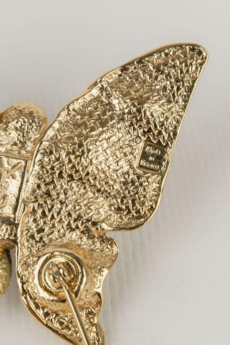 Yves Saint Laurent Schmetterlingsbrosche aus Gold, Metall und Strass im Angebot 3
