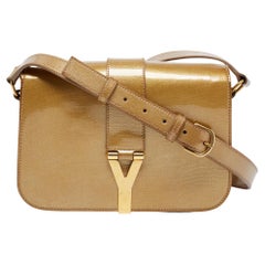 Yves Saint Laurent Gold Patent Leather Medium Chyc Shoulder Bag