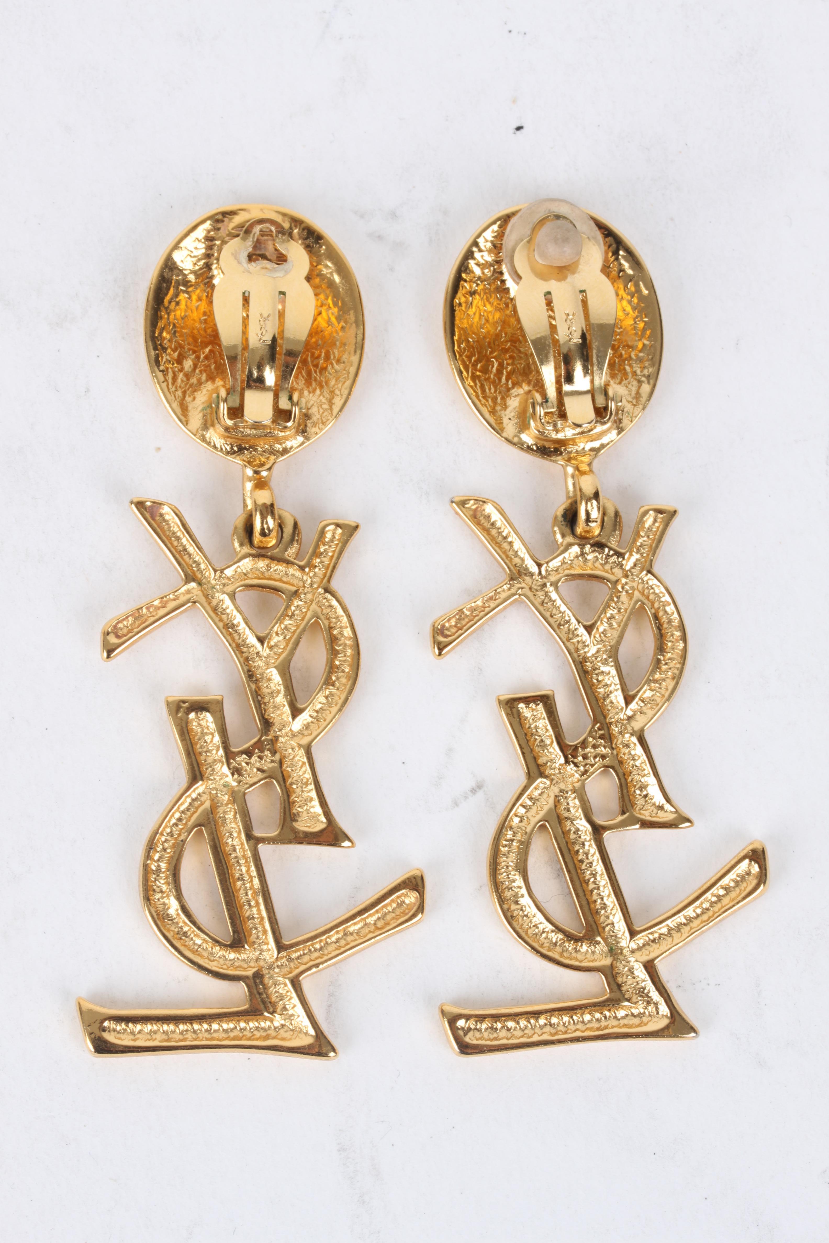 Yves Saint Laurent Gold-Plated Logo Clip-On Earrings
