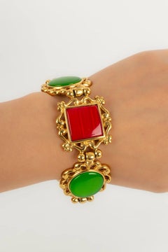 Yves Saint Laurent Gold-Plated Metal and Colored Resin Bracelet