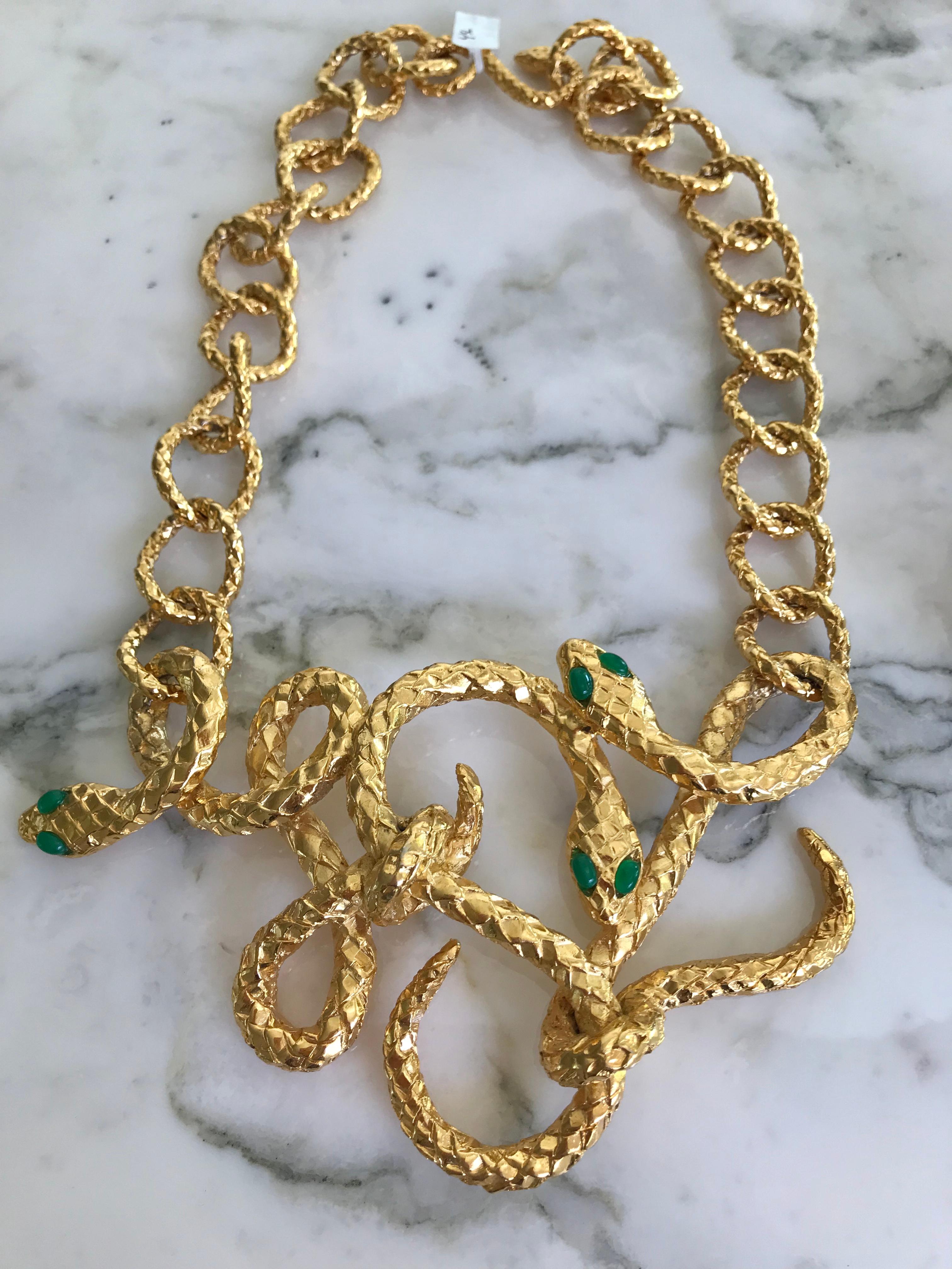 YSL Gold Plated Snake Gold plated chain link dramatic costume Jewelry necklace

* Yves Saint Laurent Cuff is sold separately 
