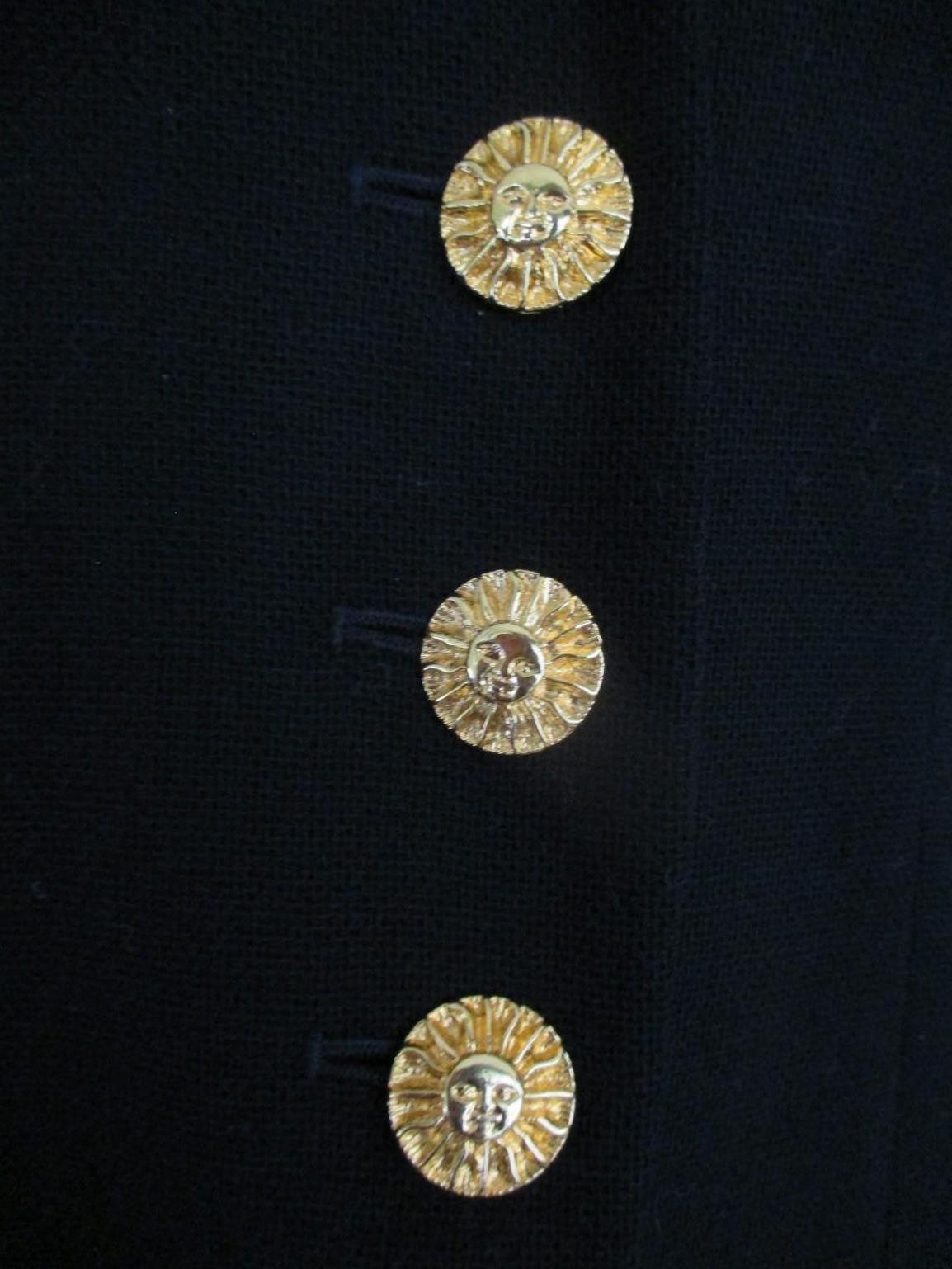 Women's Yves Saint Laurent Gold Sun Buttons Black Jacket For Sale