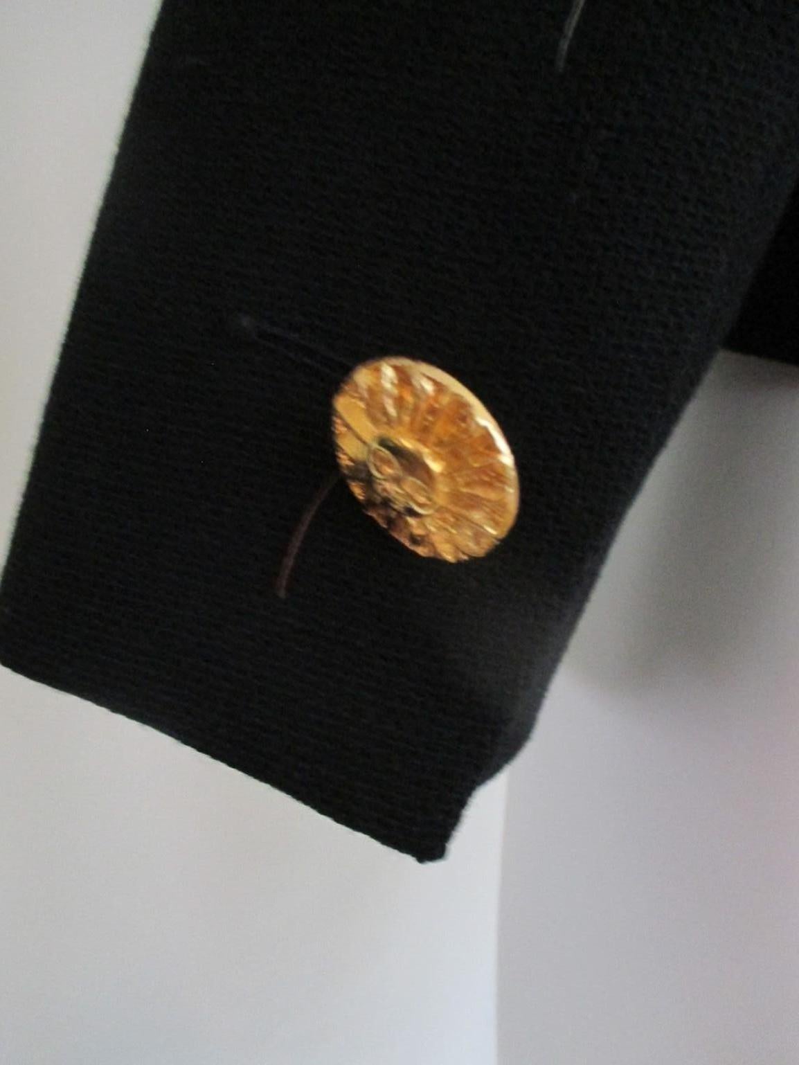 Yves Saint Laurent Gold Sun Buttons Black Jacket For Sale 1