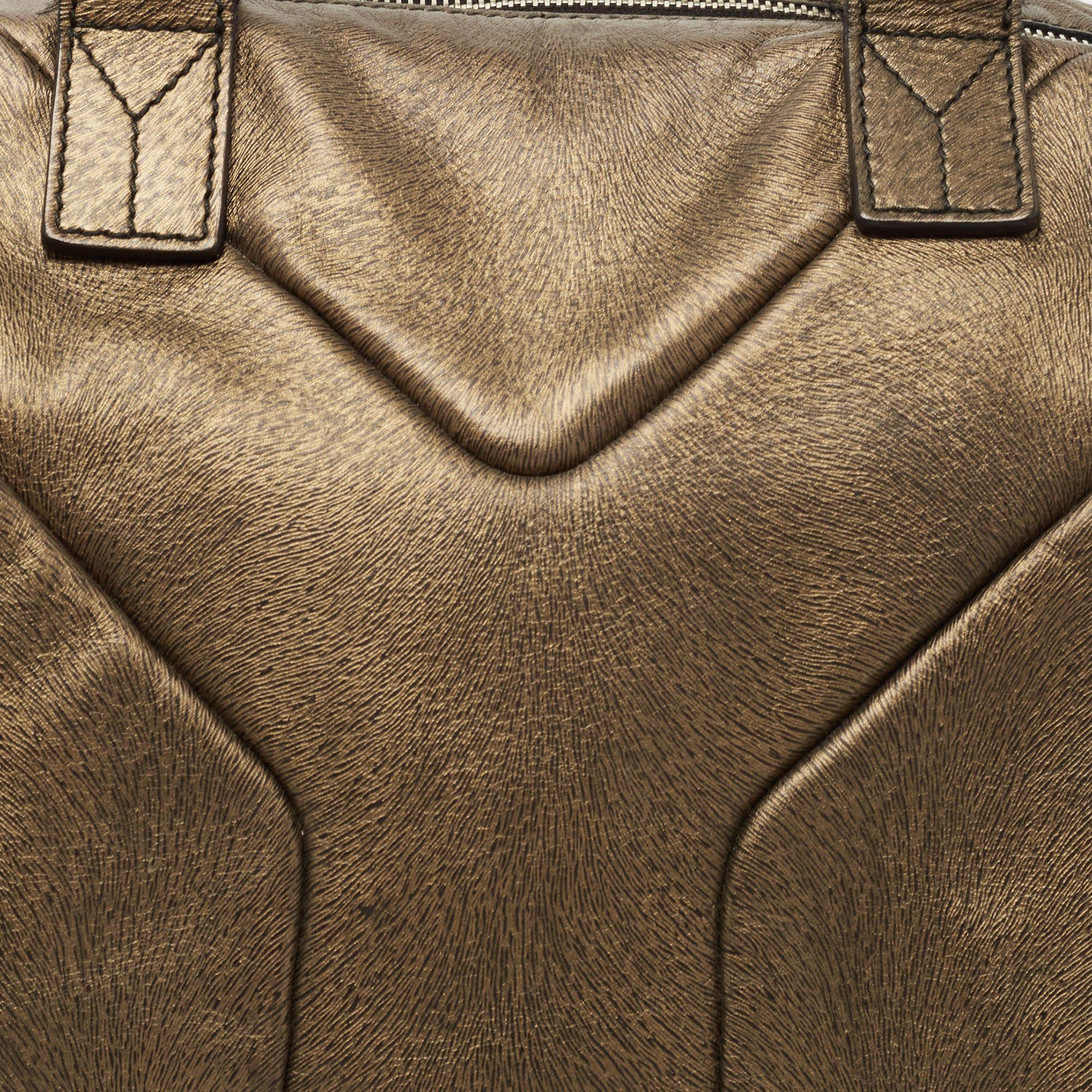 Yves Saint Laurent Gold Textured Leather Easy Y Satchel 2
