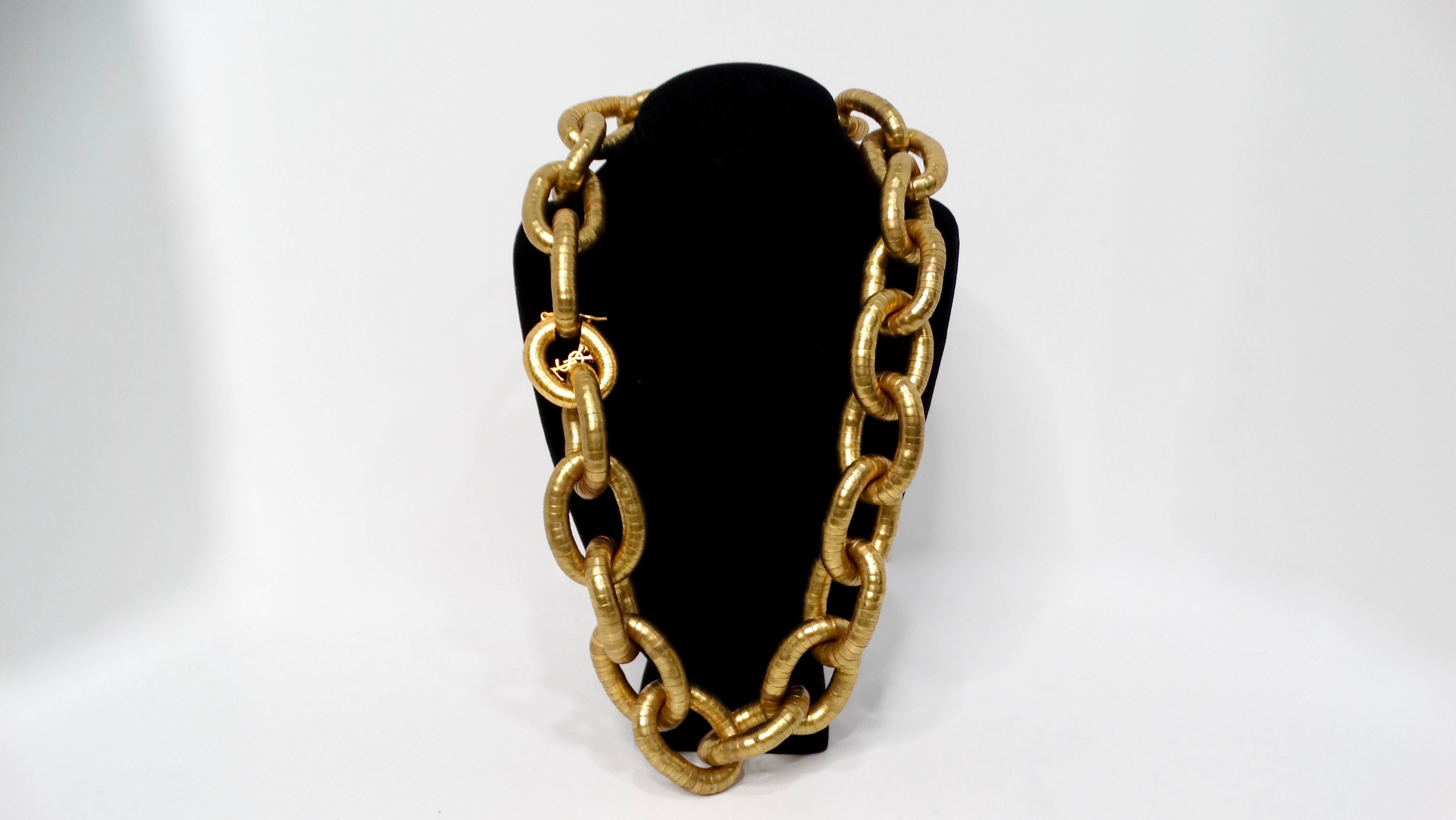 Yves Saint Laurent - Collana a catena grossa e serpentina in tonalità oro - A Link In condizioni buone in vendita a Scottsdale, AZ