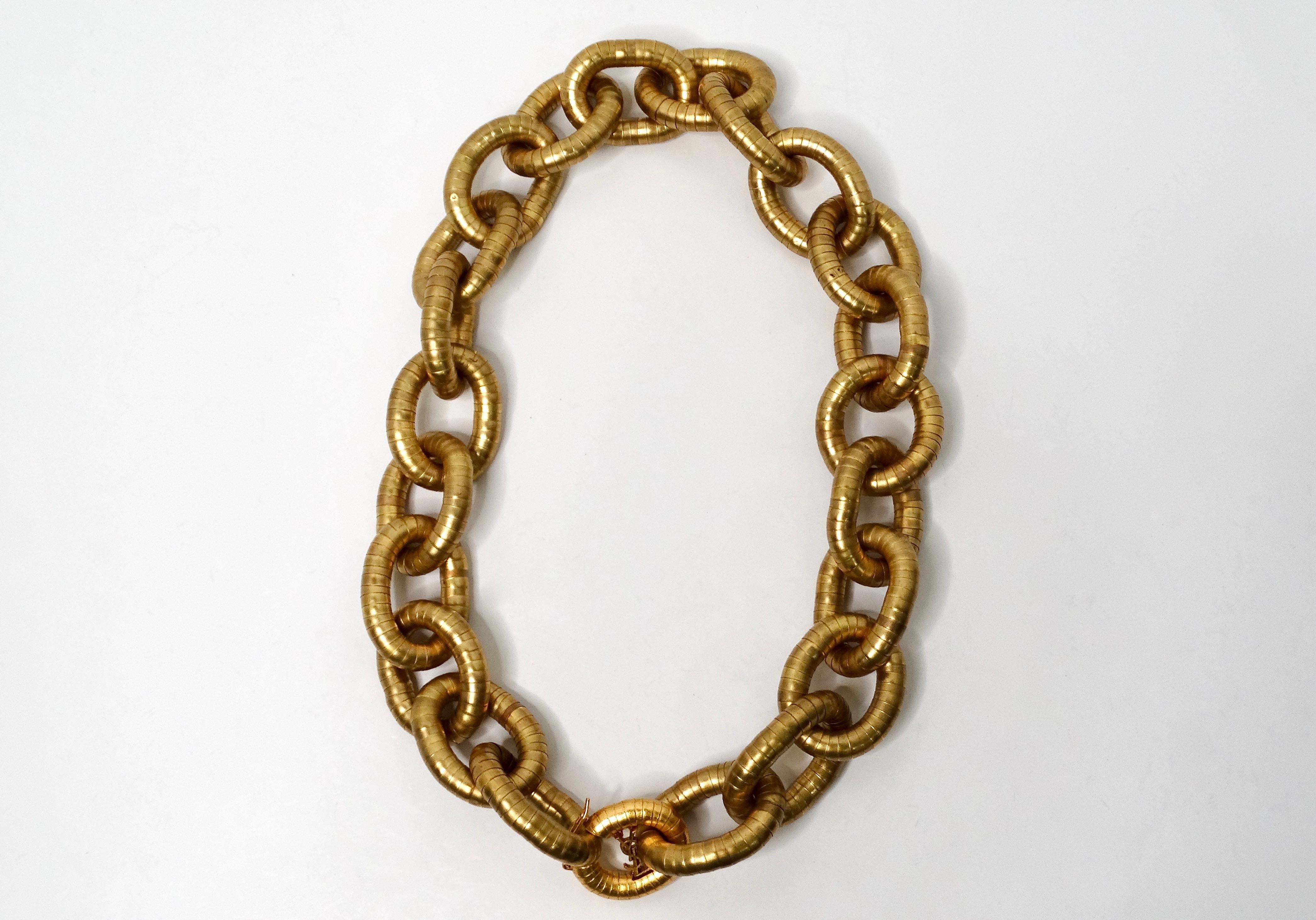Donna Yves Saint Laurent - Collana a catena grossa e serpentina in tonalità oro - A Link in vendita