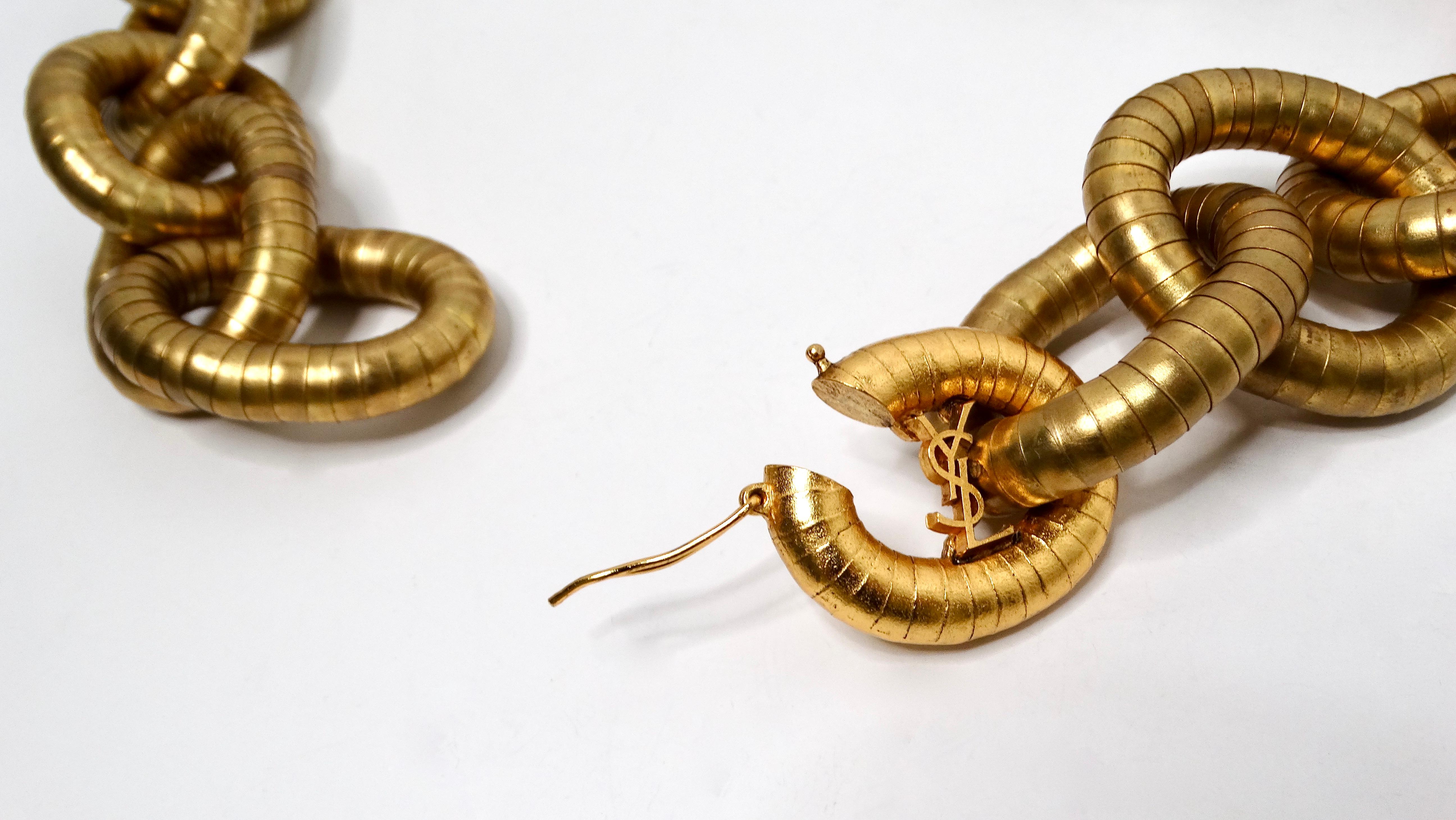 Yves Saint Laurent - Collana a catena grossa e serpentina in tonalità oro - A Link in vendita 2