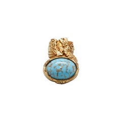 Yves Saint Laurent Gold-Tone & Turquoise Arty Ring