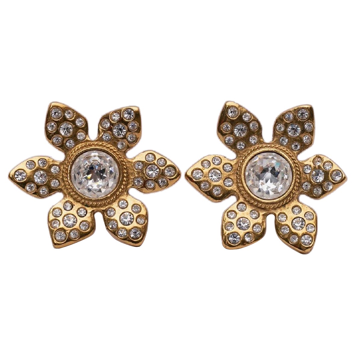 Yves Saint Laurent Goldene vergoldete Metall-Ohrclips aus Metall