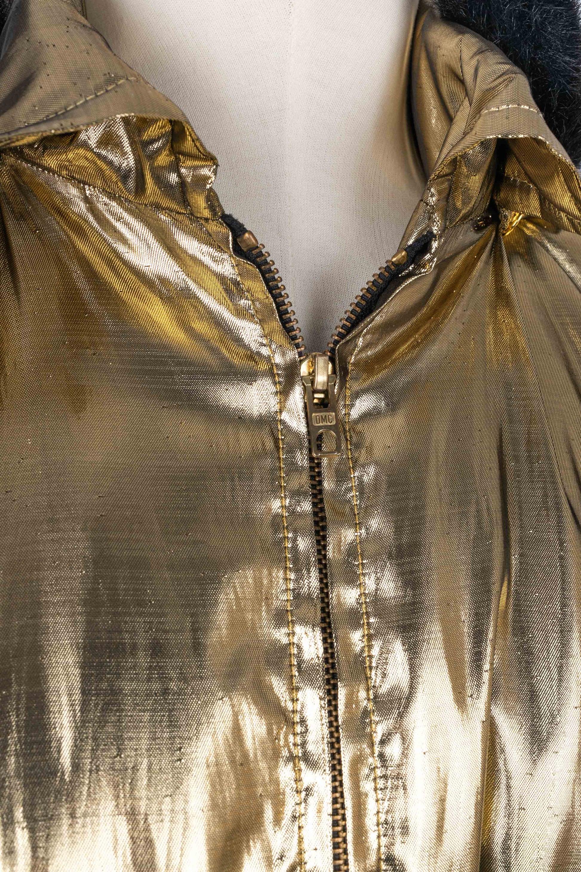 Women's Yves Saint Laurent Golden Lurex Hooded Coat, 1991 For Sale