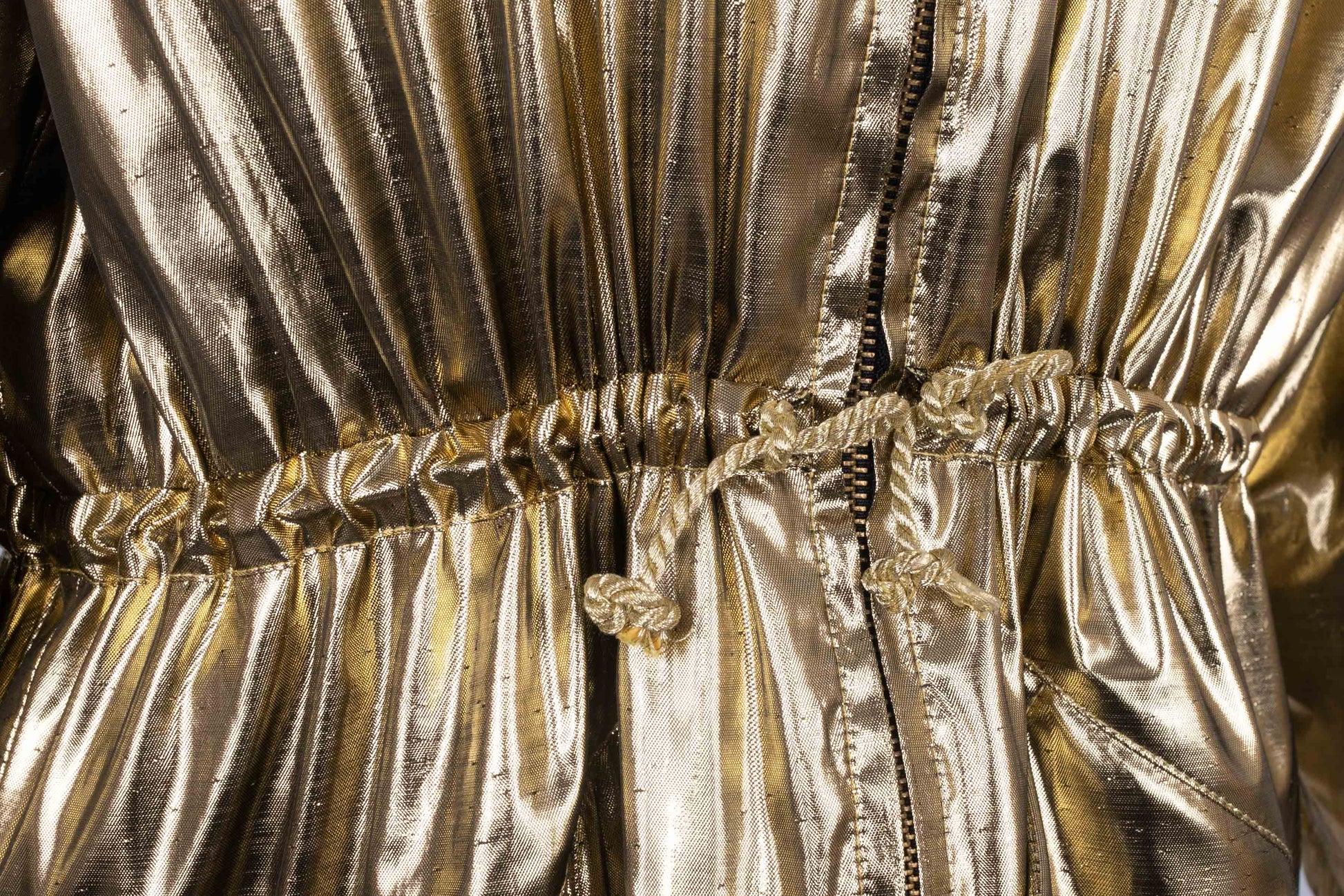 Yves Saint Laurent Golden Lurex Hooded Coat, 1991 For Sale 1