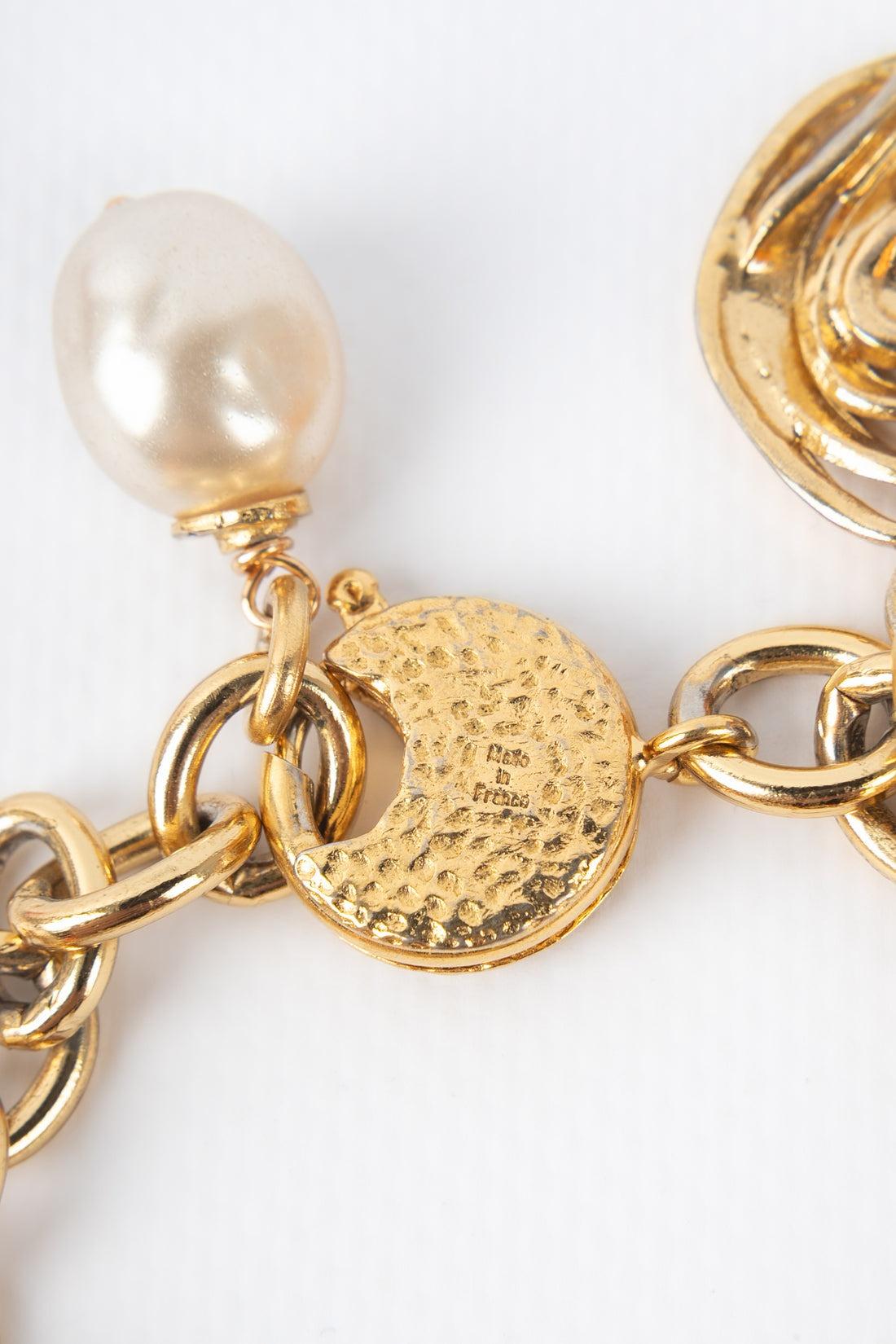 Yves Saint Laurent Golden Metal Bracelet For Sale 4