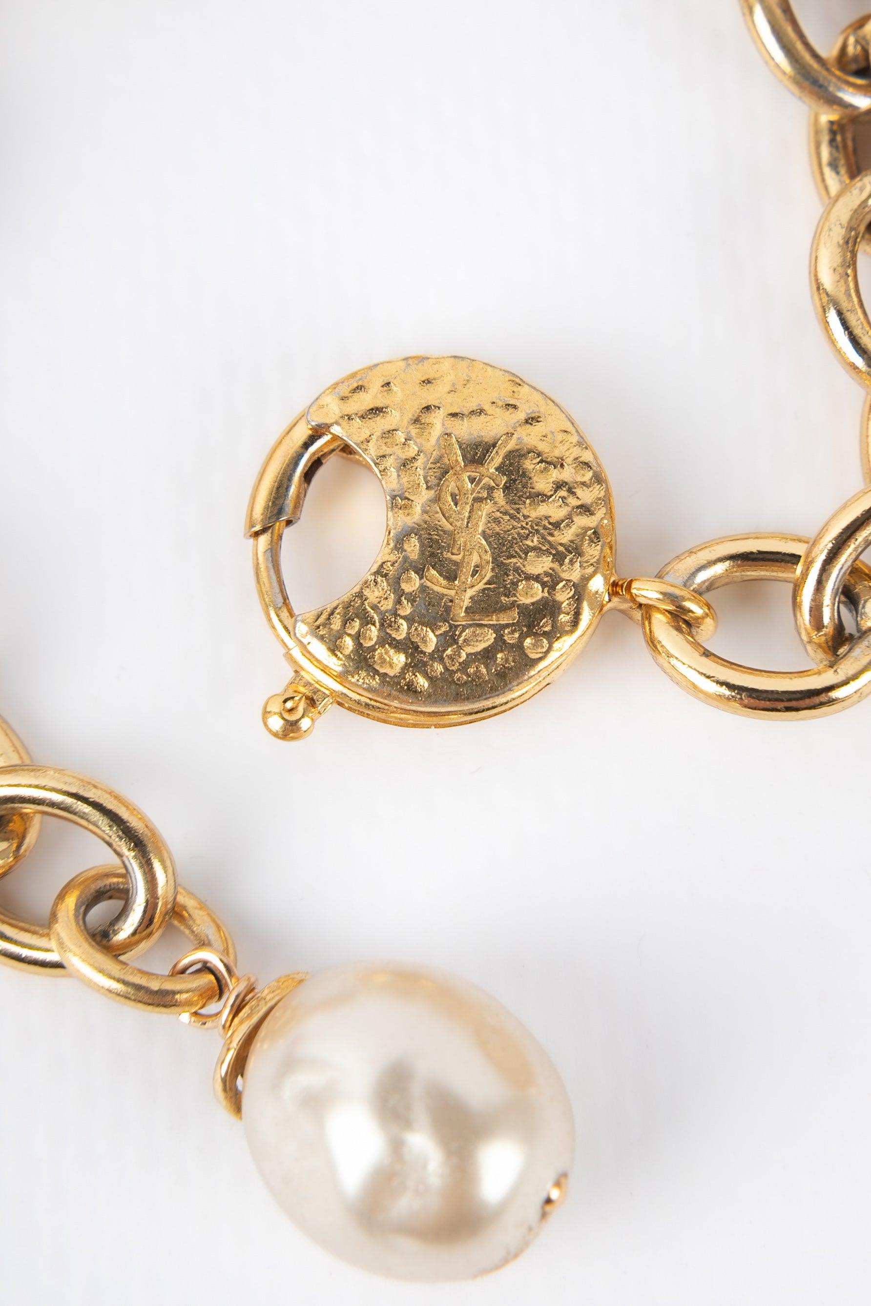 Yves Saint Laurent Golden Metal Bracelet For Sale 5