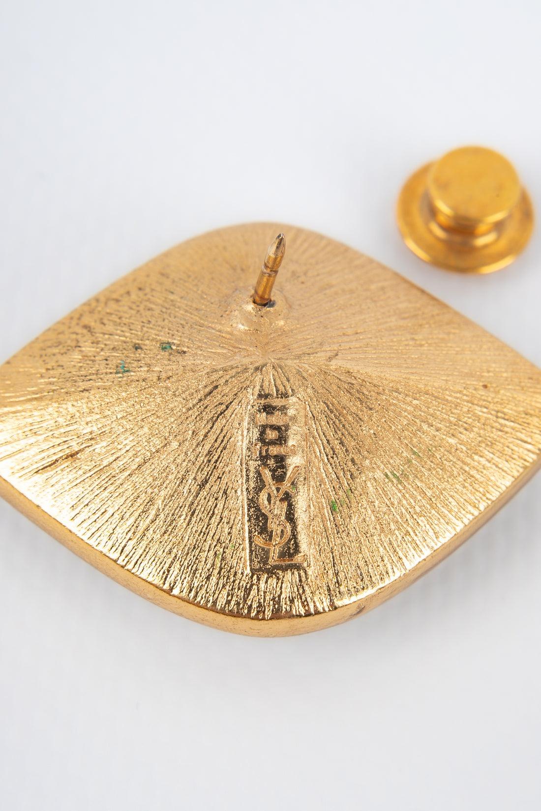 Women's Yves Saint Laurent Golden Metal Brooch/Label Pin For Sale