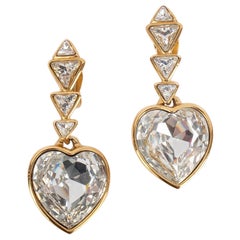 Yves Saint Laurent Golden Metal Cilp-On Heart Earrings