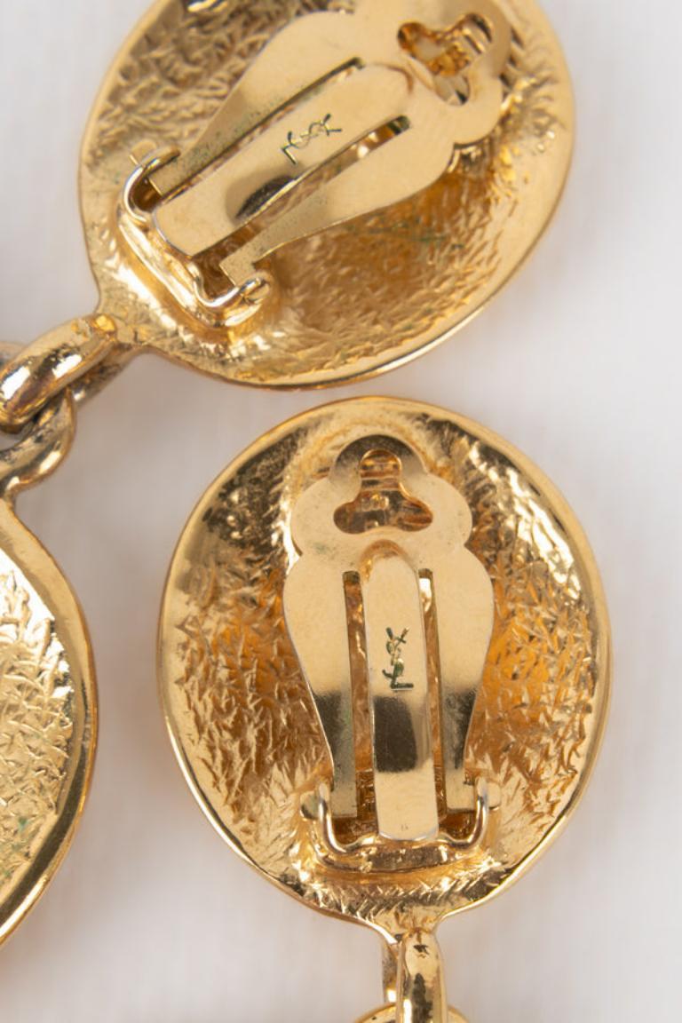 Yves Saint Laurent Golden Metal Clip-on Heart Earrings For Sale 3