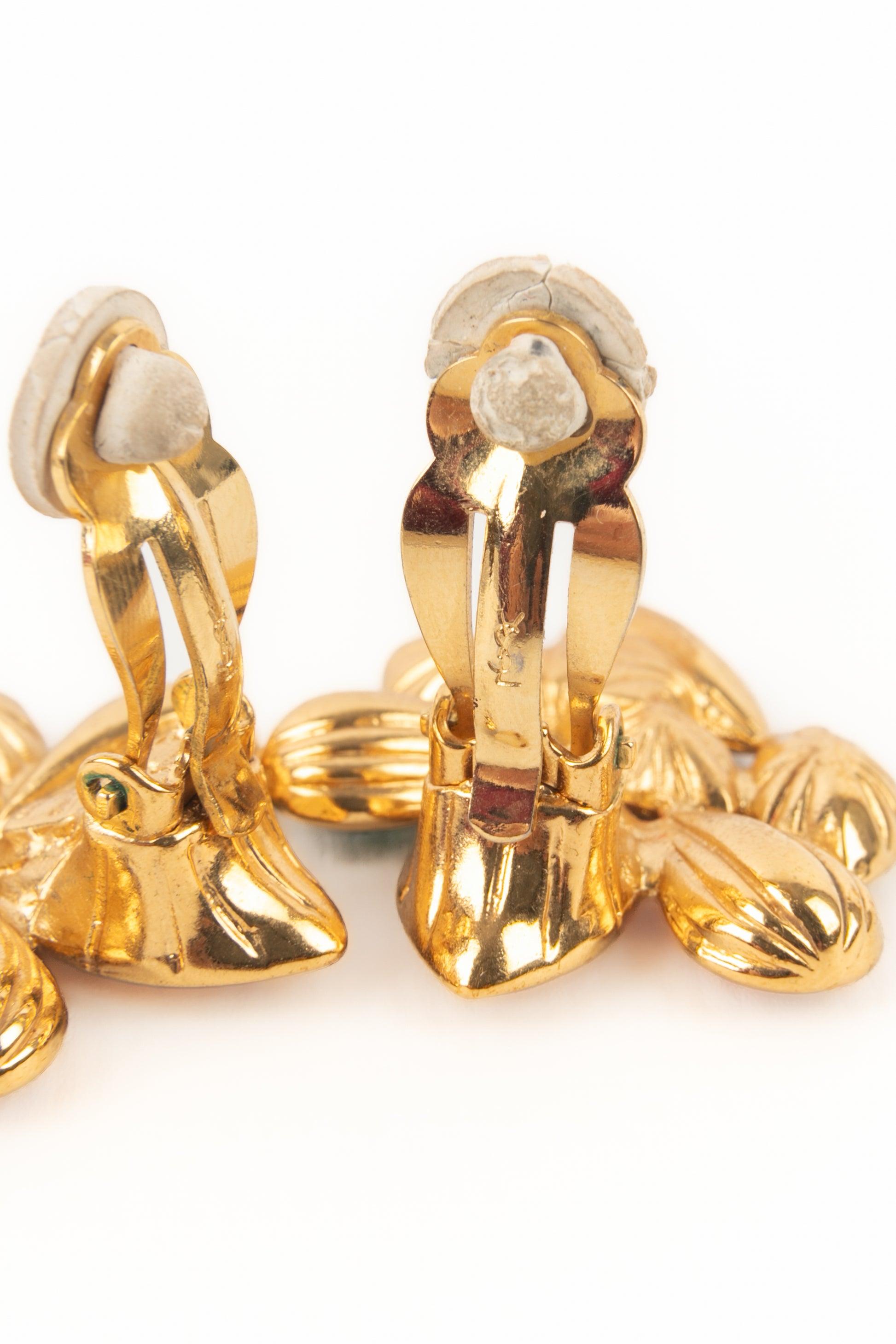 Women's Yves Saint Laurent Golden Metal Earrings For Sale