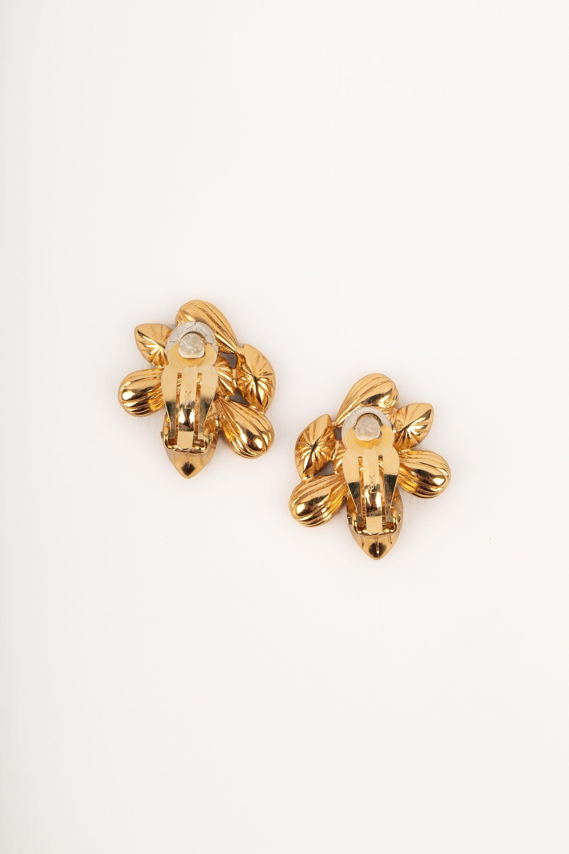 Yves Saint Laurent Golden Metal Earrings For Sale 2