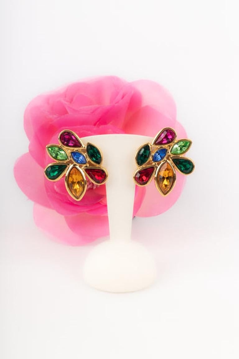 Yves Saint Laurent Golden Metal Earrings For Sale 3