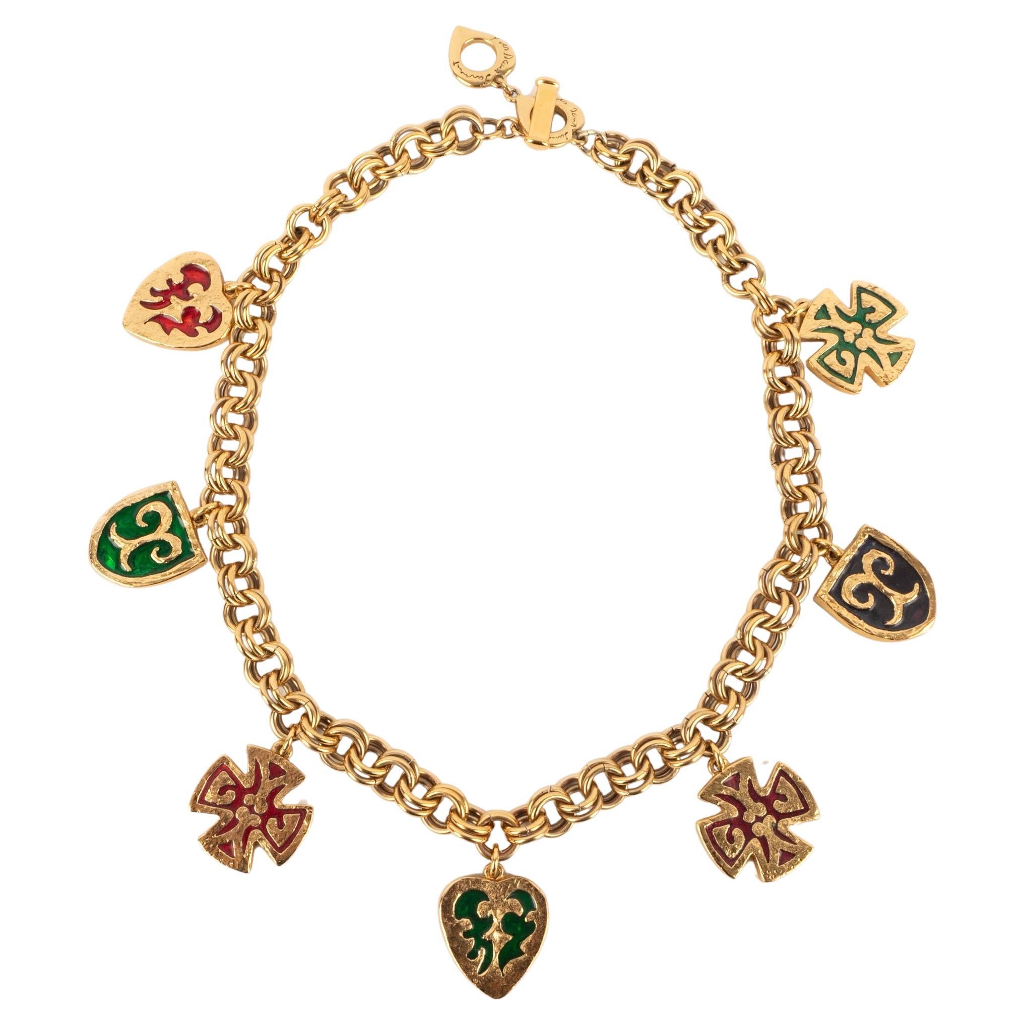 Yves Saint Laurent, collier en métal doré