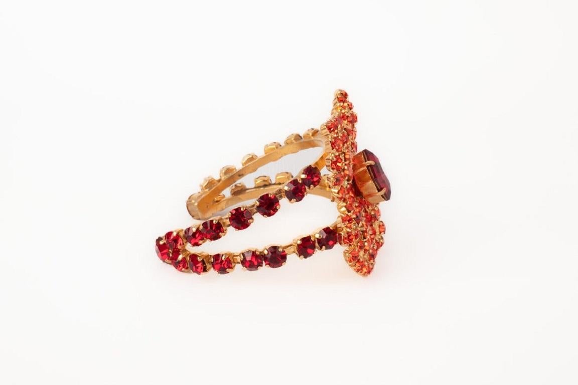 Women's Yves Saint Laurent Golden Metal Rigid Flower Bracelet For Sale