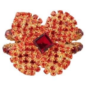 Yves Saint Laurent Golden Metal Rigid Flower Bracelet For Sale
