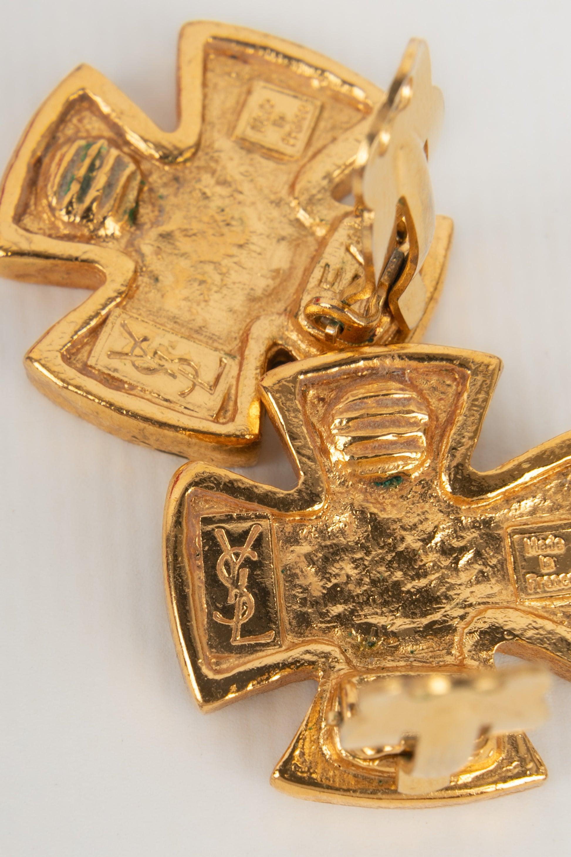 Yves Saint Laurent Golden Metal Set of Jewelry For Sale 3