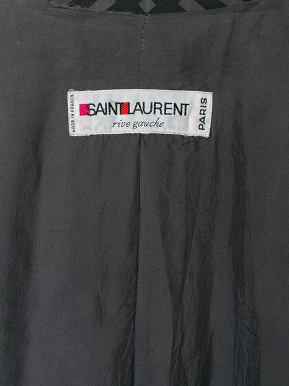 Yves Saint Laurent Graphic Cotton Trench Coat Black and Grey 1