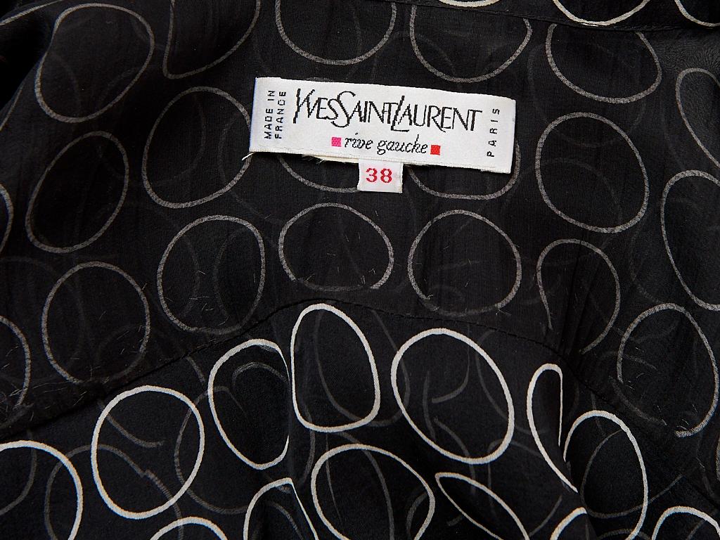 Black Yves Saint Laurent Graphic Print Chiffon Maxi Dress